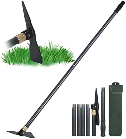 FAPUKL Hoe Garden Tools - Pickaxe - Foldable and Removable for Storage, 50" Extra Long Handle Adjustable to Your Needs (Black)