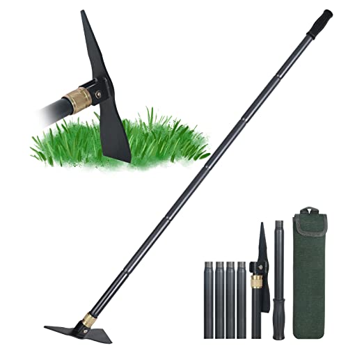 Fapukl Hoe Garden Tools - Pickaxe - Foldable And Removable For Storage, 50" Extra Long Handle Adjustable To Your Needs (Black) #TOP10
