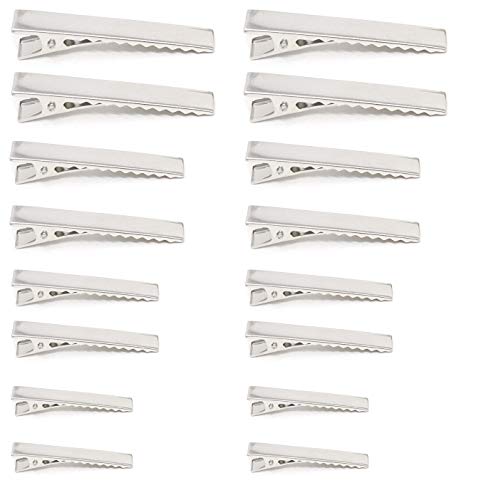 Floranea 28 Pcs Alligator Hair Clip with Teeth Metal Silver Assorted Size Flat Top for Art Craft Project DIY Office Dry Hanging Clothing Multifunctional Organization Document