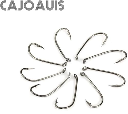 Miniatura 5 de CAJOAUIS Anzuelos de pesca de cebo, 100 unidspaquete de púas con mango de púas para pesca de ojos (8 # -60)