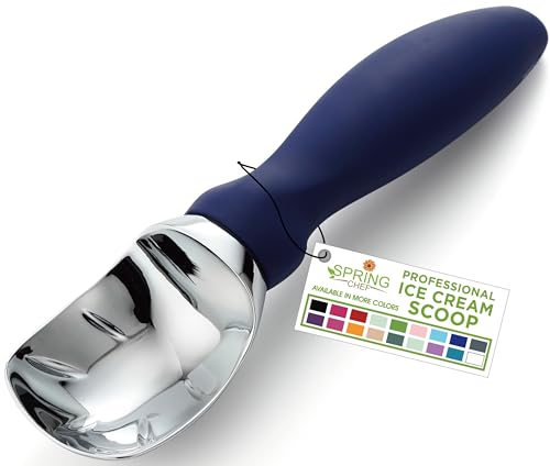 Image of Spring Chef Heavy Duty Metal Ice Cream Scoop w /Soft Grip Handle, Sapphire