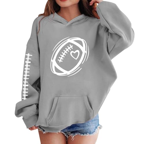 Football Hoodies for Teen Girls 2025 Fall Oversized Cute Baseball Graphic Pullover Long Sleeve Crewneck Sweatshirts2