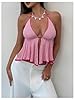 Milumia Women's Crochet Knit Ruffle Halter Crop To... #4