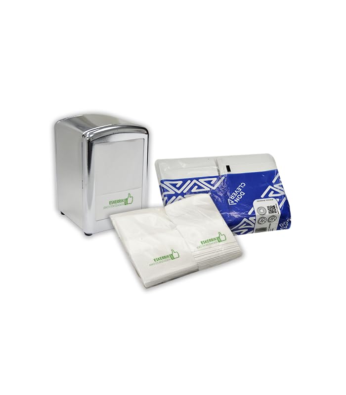 Serviettes gaufrées mini format qualité sulfite paquet de 160 pièces impression Eskerrikasko