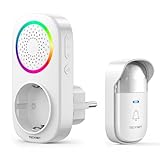 TECKNET Funkklingel Batterielose, IP65 Wasserdicht Funk...