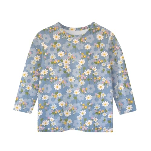 Cute Tops for Teen Girls 3/4 Length Sleeve Fall Shirts Lightweight Crewneck Clothes Half Sleeve Vacation 3-14 Years2