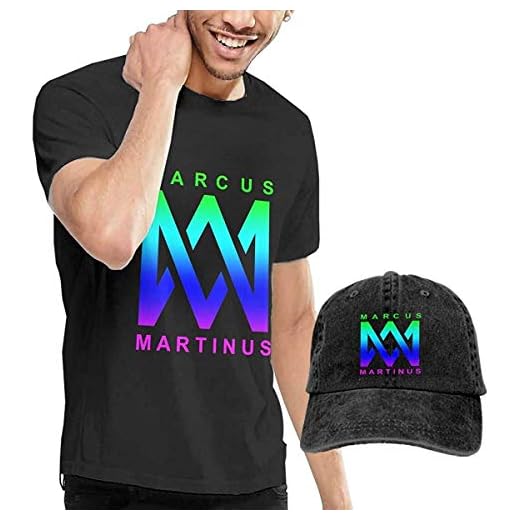 Kortärmad skjorta för män Marcus & Martinus T-shirts och kepsar svart mode sport casual t-shirt t-shirt rund nacke top blouse & baseball cap trucker keps set