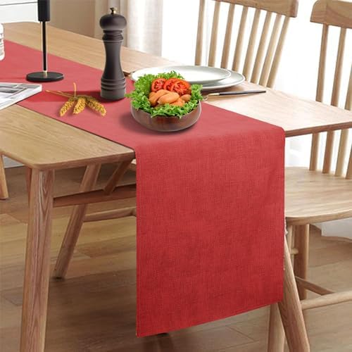 Rinpon Wipeable Table Runner, Thick Farmhouse Runner, Rustic for Kitchen, Bedroom, Living Room, Indoor and Outdoor (36'', Red)
