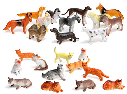 Cats & Dogs Assorted Animal Toy Figures Bundle (Bulk - 24 Pieces)