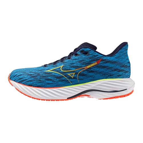 Mizuno Homme Men's Wave Rider 28 Running Shoe Chaussure de Course, Bleu/Vert (Blue Pace Green Gecko), 45 EU