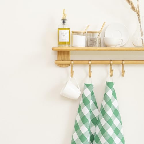 Image of Bulk Green Dish Towels - 30 Pack, 30 inchx20 inch, 100% Cotton Green Kitchen Towels Set - St Patrick's Day Tea Towels with Hanging Loop - Checkered, Lint-Free & Highly Absorbent (30 Pack)