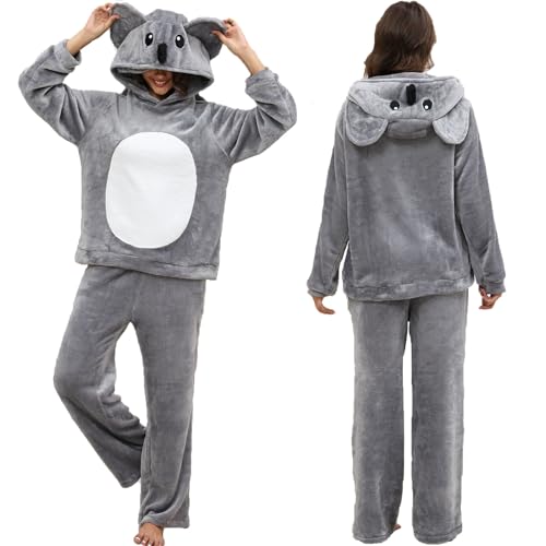 CWDGAGANB Koala Costume Adult Women Koala 2 Pieces Pajamas Halloween Costumes Cosplay Sleepwear for Women Men M