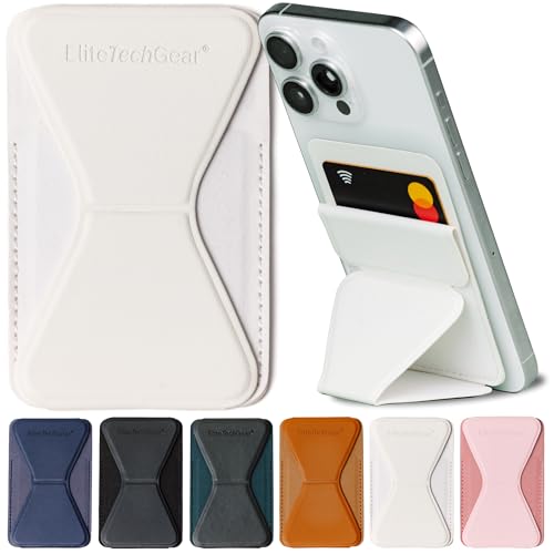 Elite Screens Elite Tech Gear Secure Phone Wallet Holder with Adjustable Stand – Compatible with iPhone and Android, Beige - Credit Card Holders for Women