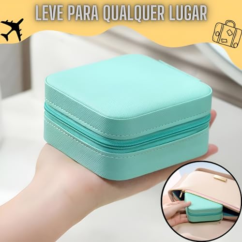 Porta Joias Portátil Resistente Com Zíper Compacto Estojo Maleta Para Viagem E Casa