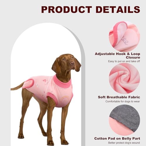 IDOMIK Dog Recovery Suit for Female Spay - Adjustable Anti-Licking Dog Post Surgery Onesie, Male Female Dog Neuter Spay Suits, Soft Abdominal Wound Bandage & E-Collar Cone Alternative