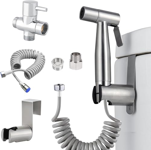 Doccetta bidet per set WC con valvola a 3 vie (G1/2' e G3/8'), per l'igiene personale quotidiana e la pulizia del bagno, attacco per soffione bidet bagno in acciaio inox
