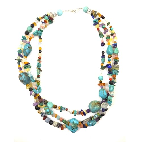 Collier turquoise véritable et pierres multicolores pour illuminer vos tenues d'été