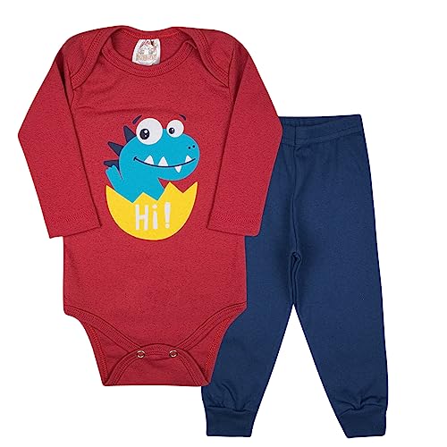 Kit 8 Peças Body Bebê Estampado Manga Longa com Calça Mijão Roupa Bebe Algodão para Menino (RN)