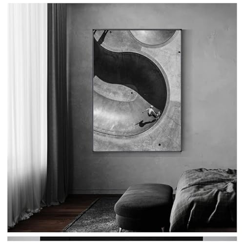 Tableau Venise skate de sport en noir et blanc toile déco grand salon 80x100 cm