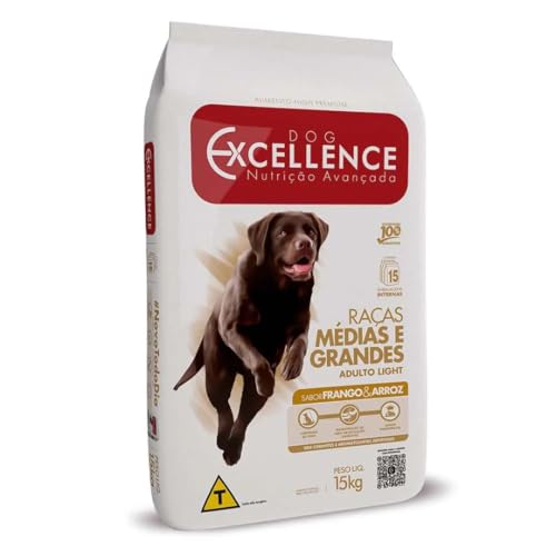 Selecta Ração Dog Excellence Para Cães Adultos Light Frango E Arroz 15Kg Para Todas Médio Adulto