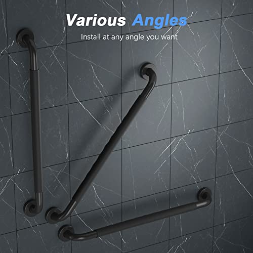 24 Inch Anti-Slip Black Shower Grab Bar W/Rubber Grip, Imomwee Stainless Steel Bathroom Wall Mount Oil Rubbed Black Grab Bar Handle, Safety Balance Handrail, Handicap Elderly Senior Assist Bath Handle #TOP5