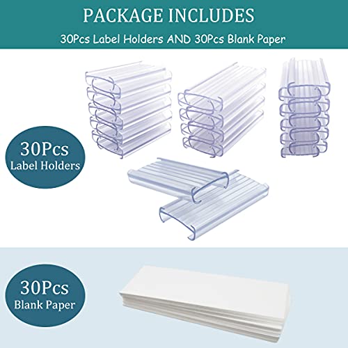 Wire Shelf Label Holders Compatible With Metro 1-1/4In Shelves, Elemguly 30 Pack 3In Lx1.4In H Plastic Wire Shelf Label Clips With Label Paper Removable Wire Rack Label Holder Display Clip #TOP6