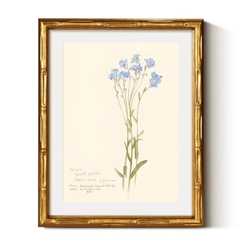VIYYIEA Gold Framed Bamboo Wall Art, Retro Blue Stem Print, 11x14 Inch