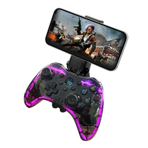 Joso RGB Wireless Mobile Gaming Controller for iPhone, Android, iPad, Tablet, PC, Phone Controller with Phone Clip Supports Cloud Game, COD, Genshin Immpact, Remote Player Gamepad with 2 Back Buttons