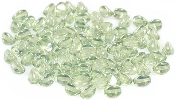 300pcs Pinch Pressed Beads 5 x 3 mm, Crystal Luster Green Full Coated (30-14457), Bohemia Crystal Glass, Czechia 11154805