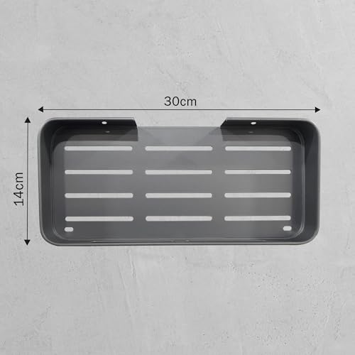 Image of IBELL Shelf for Bathroom and Kitchen | Wall Rack with Adhesive or Drilling | Storage Stand for Wall | Bathroom and Kitchen Accessories - Grey