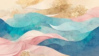 adrium Póster de 120 x 70 cm: elegante fondo abstracto de acuarela con líneas onduladas doradas, azules y rosas. Diseño de lujo para pancartas, cubiertas, arte de pared, (190764021)