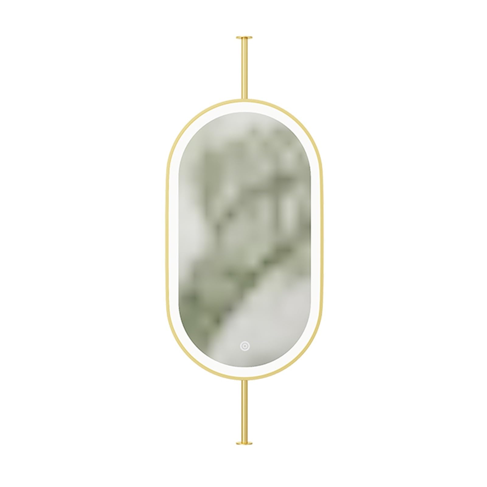 WJFTODAY LED Ceiling Hanging Mirror with Adjustable Brightness, HD Vanity Makeup Mirror for Bathroom, Entrance, and Home Decor (Customizable, Gold, 40x80cm)