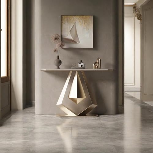Mesa de entrada industrial de 80 cm con elegante acabado gris y base de metal 4
