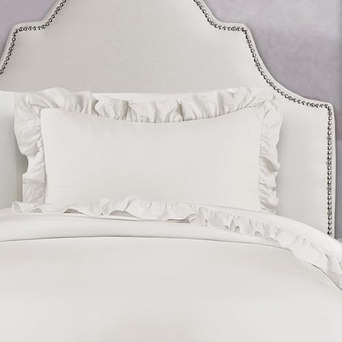Image of Lush Decor - Comforter Set, Soft Ruffled Bedding with Matching Sham, Cozy Essentials, Elegant Bedroom Decor (Reyna White, Twin XL)