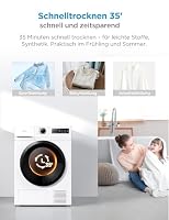 Midea MD11EH70BD Wärmepumpentrockner, 7 kg, Energieklasse D, Schnelltrocknen 35', HealthGuard, Sensor-Trocknung, Auffrischen,Knitterschutz, Auffrischen Wolle, Weiß – Ansicht 8