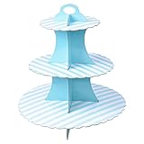 ✔Patrón de rayas: el soporte para cupcakes está diseñado con un patrón de rayas, elegante y hermoso, ideal para decorar su mesa de buffet, y hay un agujero en la parte superior del soporte de exhibición de pasteles, que puede ayudarlo a levantarlo fácilmente.