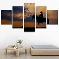 SIGNWIN 5 Panel Canvas Wall Art Modern Art Animals Dramatic Farmhouse/Country Lion Multicolor Photography Tiger for Home Decorations Ready to Hang - 60