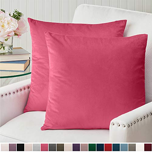 The Connecticut Home Company Velvet Throw Pillow Cases, Set of 2 Decorative Case