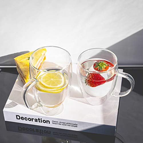 Double Walled Glass Coffee Mugs Glass Mug With Handles Double Wall Cappuccino Cups, 16oz Of Set 2 Coffee/tea Mugs, Clear Glasses Large With Handle - Thumbnail 4