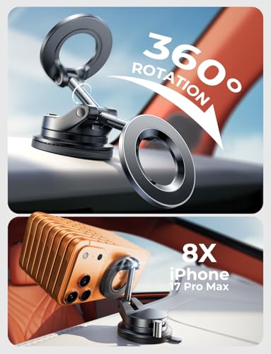 LISEN for 2026 Magsafe Car Mount, Suction Mobile Holder for Car, Car Phone Holder Magnetic, Gift for Men, Car Accessories Interior for iPhone 17 16 15 14 13 Pro Max حامل موبايل للسيارة