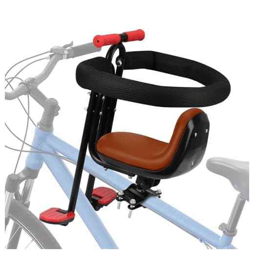 Ercabikker Child Bike Seat - Front Mount, Kids Bike Seat for Adult Bike, Baby Bike Seat Front Mounted, Toddler Bike Seat for Children 1~4 Years Brown