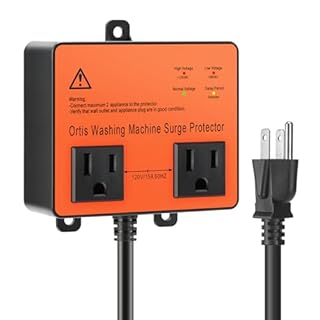 Washing Machine Surge Protector, Ortis Double Outlet Voltage Protector for Home Appliances with Time Delay, Protects Against Brownout, Spike, Instant Surge All Voltage Abnormalities, Orange