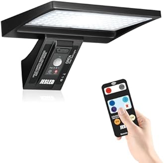 JESLED Solar Security Lights, 104 LED Motion Sensor Lights Outdoor, Remote Control, IP65 Waterproof, 3 Color Temperatures, 4 Modes Outside Lights Solar Powered for Yard, Garage, Garden