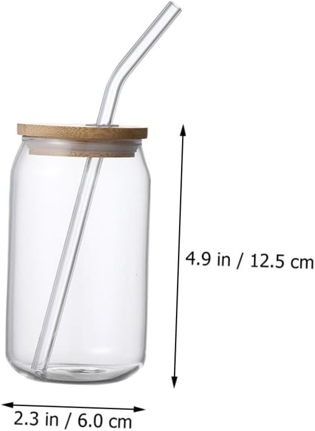Ipetboom 2pcs Heat Resistant Glass Cups with Lids and Straws Multipurpose Beverage Drinkware for Cold and Hot Drinks Stylish Transparent Tumblers for Home and Restaurant Use