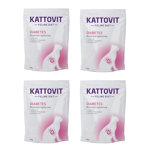 Kattovit Diabetes Poids | Pack de 4 | 4 x 400 g | Croquettes pour Chats | pour Soutenir la...