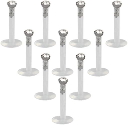 16G Clear UV Flexible Acrylic 2mm CZ Gem Labret Monroe Lip Ring Tragus Helix Cartilage Earring Stud Barbell Body Piercing Jewelry