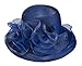 Vintage Organza Bucket Hats for Women Summer Sun Hat Fashion Cloche Bowler Fascinators Navy
