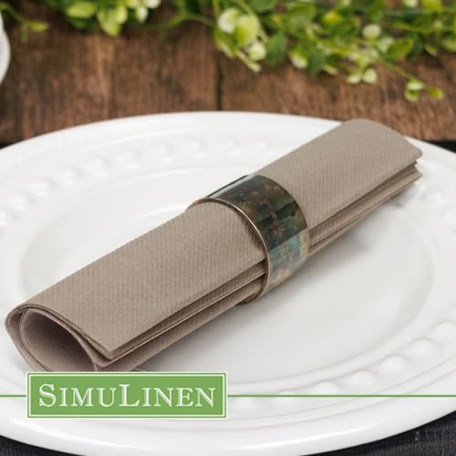image for SimuLinen Pewter Linen Feel Disposable Dinner Napkins - Cloth-Like, Ko