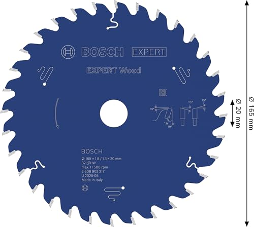 Bosch 1x Expert Wood Corded Circular Saw Blade for Handheld Circular Saw (for Softwood, Hardwood, Ø mm, Professional Accessory Hand-Held Corded Circular Saws)