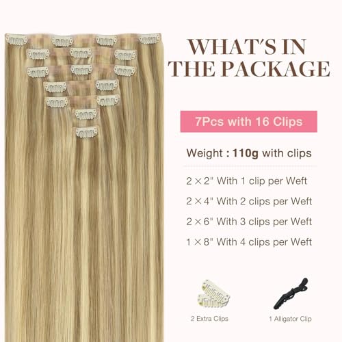 Image of GOO GOO Seamless Clip in Hair Extensions Real Human Hair Remy Extensions